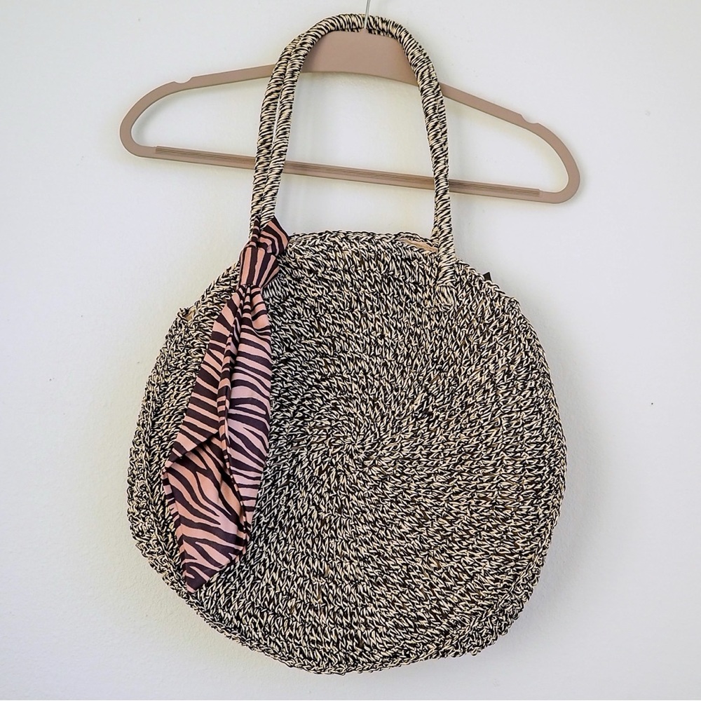 NWT INC International Concepts Marbled Straw Shoulder Tote Bag